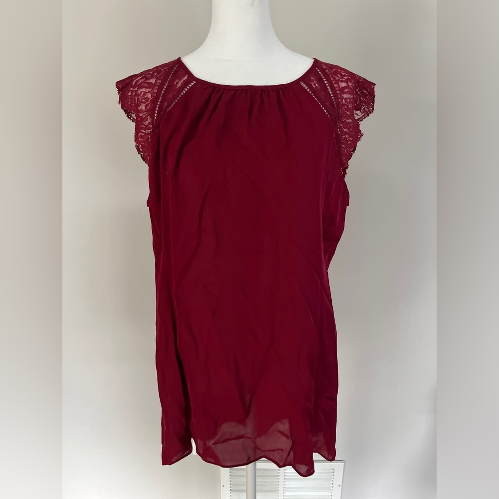 NWT, White House Black Market Deep Red Lace Top